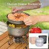 iBasingo 1.8L Titanium Steamer Stockpot and Fry Pan Set Ultralight Cooking Pot Pan Portable for Outdoor Camping Backpacking Household Kitchen Ti2102C view 2