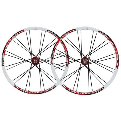 SHKJ Mountain Bike Wheelset 26 Inch Double Walled Alu Rim MTB Disc Brake Wheels Front Rear QR Bicycle Wheelset Cassette Hub 7/8/9 Speed (Color : White Red)