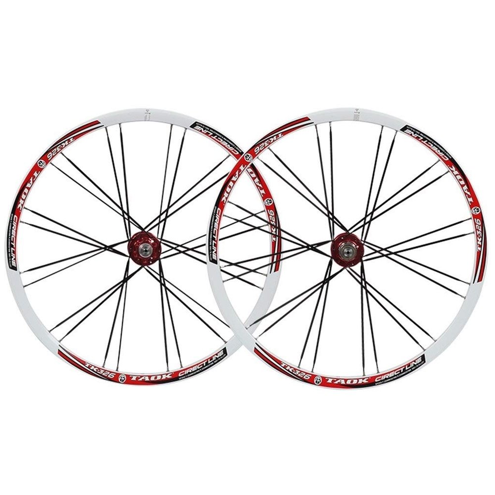 SHKJ Mountain Bike Wheelset 26 Inch Double Walled Alu Rim MTB Disc Brake Wheels Front Rear QR Bicycle Wheelset Cassette Hub 7/8/9 Speed (Color : White Red)