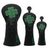 Golf Club Headcover Live Lucky 3 Wood Headcover Magnetic Closure Elegant Embroidery Premium Leather Driver Covers Fairway Wood Covers Hybrid Headcover Shamrock Golf Head Covers view 2