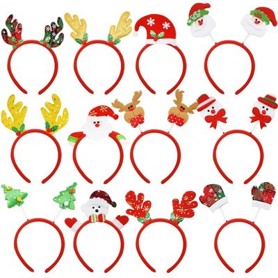 12 PCS Christmas Headbands Christmas Reindeer Costume Head Boppers, Cute Christmas Hair Accessories ELF Hats for Women Men