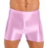 FEESHOW Mens Glossy Athletic Shorts Workout Bodybuilding Beach Sports Swim Trunks Board Shorts Pink X-Large view 1