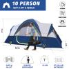 UNP Camping Tent 10-Person-Family Tents, Parties, Music Festival Tent, Big, Easy Up, 5 Large Mesh Windows, Double Layer, 2 Room, Waterproof, Weather Resistant, 18ft x 9ft x78in (Dark Blue) view 3