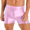 Yihuimin Men's Glossy Compression Shorts Sports Gym Boxer Briefs Underwear Swim Trunks Swimwear Pink Large view 1
