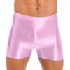 Yihuimin Men's Glossy Compression Shorts Sports Gym Boxer Briefs Underwear Swim Trunks Swimwear Pink Large view 2