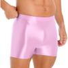 Yihuimin Men's Glossy Compression Shorts Sports Gym Boxer Briefs Underwear Swim Trunks Swimwear Pink Large view 3