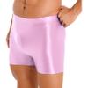 Yihuimin Men's Glossy Compression Shorts Sports Gym Boxer Briefs Underwear Swim Trunks Swimwear Pink Large view 4