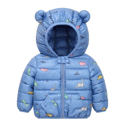 Dkygxwt Toddler Kids Baby Boys Girls Bear Ears Hooded Coats Winter Warm Jacket Cartoon Dinosaur Padded Outwear Clothes