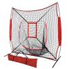 7' x 7' Baseball Softball Hitting & Pitching Practice Net Batting Pitching Training Aid Net w/Carry Bag, Strike Zone and Metal Bow Frame, Baseball Throwing Net for All Levels view 1