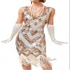 1920s Vintage Inspired Sequin Embellished Fringe Long Gatsby Tassels Hem Flapper Dress 20s Accessories Set view 2