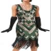 1920s Vintage Inspired Sequin Embellished Fringe Long Gatsby Tassels Hem Flapper Dress 20s Accessories Set view 2