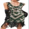 1920s Vintage Inspired Sequin Embellished Fringe Long Gatsby Tassels Hem Flapper Dress 20s Accessories Set view 4