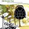 GYMAX Golf Cart Bag, 14 Way Club Bag with Rain Hood, Portable Lightweight Shoulder Strap & Carry Handle, Cooler Pouch, Rangefinder Pocket, Freestanding for Men Black view 3
