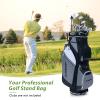 GYMAX Golf Cart Bag, 14 Way Club Bag with Rain Hood, Portable Lightweight Shoulder Strap & Carry Handle, Cooler Pouch, Rangefinder Pocket, Freestanding for Men Black view 4