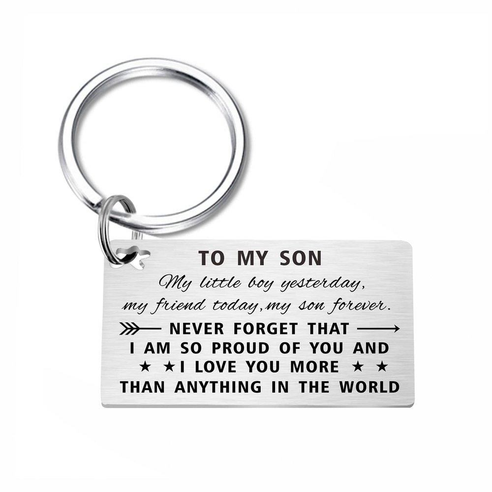 TGCNQ Son Keychain, Proud of You Son Gifts from Mom, Sons Christmas Gifts