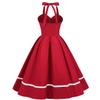 50s Vintage Halter Dress for Women 1950 Rockabilly Dresses Fit and Flare Cocktail Dress 60s Dress Vintage Spring Tea Party Swing Dress Red-Button Large view 3