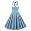 50s Dresses for Women Vintage Halter Polka Dot Cocktail Dresses 1950s Halter Rockabilly Dresses 50's 60's Prom Tea Party Swing Dresses Audrey Hepburn Prom Dress Light Blue-Polka Medium view 1