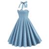 50s Dresses for Women Vintage Halter Polka Dot Cocktail Dresses 1950s Halter Rockabilly Dresses 50's 60's Prom Tea Party Swing Dresses Audrey Hepburn Prom Dress Light Blue-Polka Medium view 3