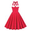 50s Dresses for Women Vintage Halter Polka Dot Cocktail Dresses 1950s Halter Rockabilly Dresses 50's 60's Prom Tea Party Swing Dresses Audrey Hepburn Prom Dress Red-Polka Medium view 1