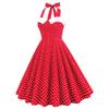 50s Dresses for Women Vintage Halter Polka Dot Cocktail Dresses 1950s Halter Rockabilly Dresses 50's 60's Prom Tea Party Swing Dresses Audrey Hepburn Prom Dress Red-Polka Medium view 3