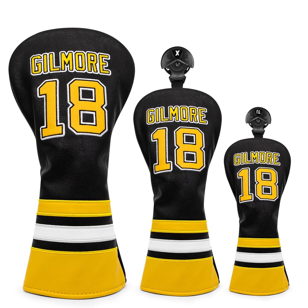 Golf Headcovers Happy Gilmore Golf Club Head Covers Advanced Embroidery Premium Leather Driver Headcover Fairway Wood Covers Hybrid Head Covers, Golf Mallet Blade Putter Cover