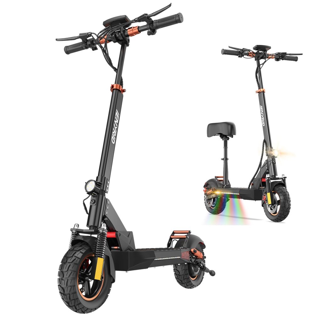 Electric Scooters for Adults 800W e Scooter Foldable All 10" Off Road Tires Scooter with Long Range Fast Adult eScooter 28mph 25-30 Miles Range with Double Braking and Turn Signal (Black with Seat)