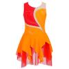 Agoky Figure Ice Skating Dress for Girls Sparkle Ballet Leotard Tutu Skirt Leotard Roller Skater Gymnastic Bodysuit Orange 10 Years