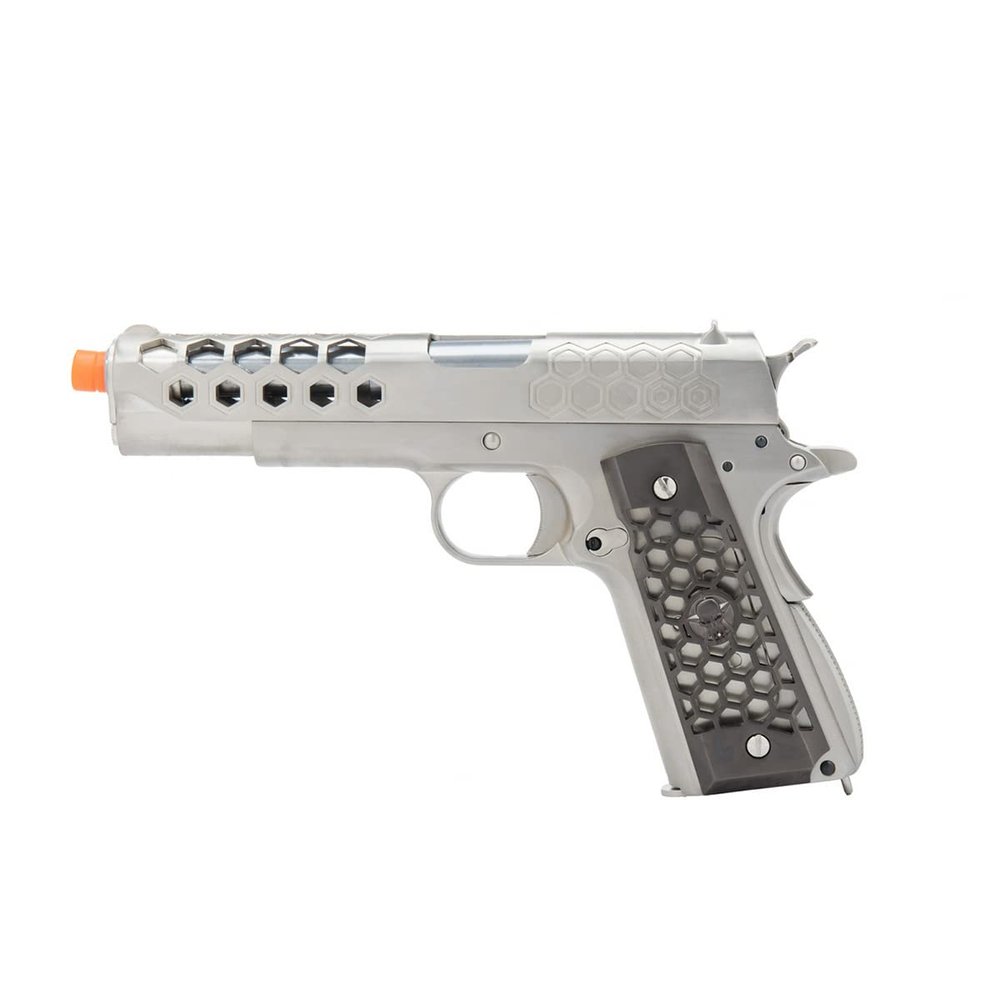 1911 Hex Cut Gen. 2 Gas Blowback Airsoft Pistol (Silver)-WE Tech