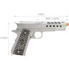 1911 Hex Cut Gen. 2 Gas Blowback Airsoft Pistol (Silver)-WE Tech view 3