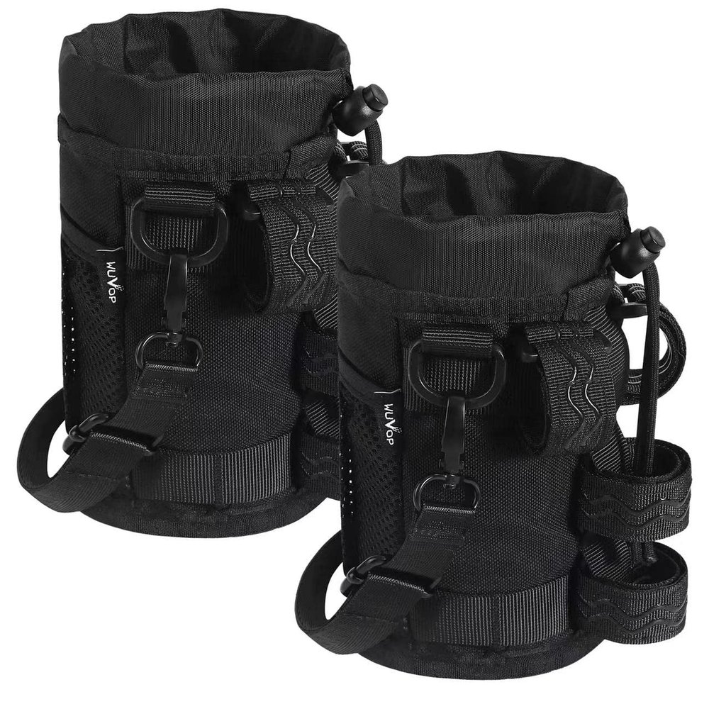 WUVOP Bike Cup Holder, Water Bottle Holder for Bike Handlebar with Mesh Pockets, Universal Cycling Bicycle Water Bottle Drink Cup Cage for Cruiser, Scooter, Mountain Bikes, Road Bikes, Wheelchair