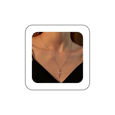 Andelaisi Boho Sword Pendant Necklace Choker Silver Cross Necklace Chain Vintage Dagger Choker Necklace Minimalist Sword Cross Choker Necklace Jewelry for Women