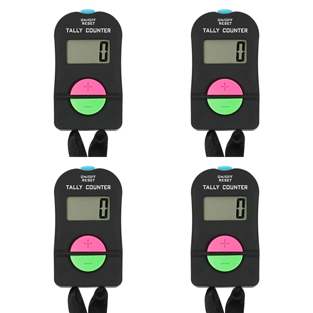 TopTie 4 PCS Electronic Hand Tally Counter Clickers, Add & Subtraction Number Clicker Counter with Lanyard for Golf Fish Lap