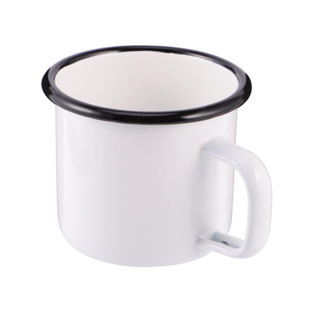 Enamel Drinking Cup Enamel Camping Mug for Camping Hiking Picnic ( White )