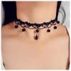 Andelaisi Boho Black Lace Choker Necklace Vintage Waterdrop Crystal Necklace Gothic Dangle Teardrop Crystal Choker Necklace Punk Lace Necklace Jewelry for Women Halloween Gifts view 2