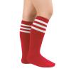 Kids Red Soccer Socks Boys Baseball Youth Toddler Red and White Striped Socks Girls Cotton Stocking for Child 3-6 Years view 3
