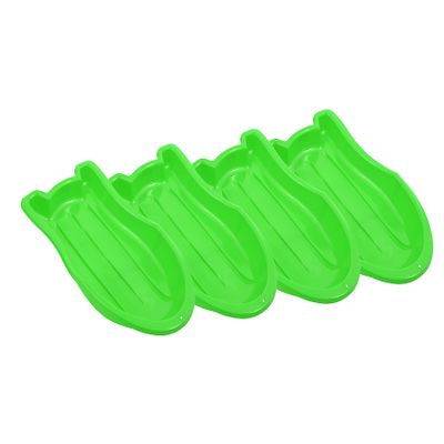 Superio Toboggan Snow Sled- 37 Plastic Slider for Kids and Adults- Heavy Duty Sled for 1 Rider with Pull Ropes for Downhill Sledding, Winter Outdoor Sports (Green, 4 Pack)