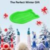 Superio Toboggan Snow Sled- 37 Plastic Slider for Kids and Adults- Heavy Duty Sled for 1 Rider with Pull Ropes for Downhill Sledding, Winter Outdoor Sports (Green, 4 Pack) view 3