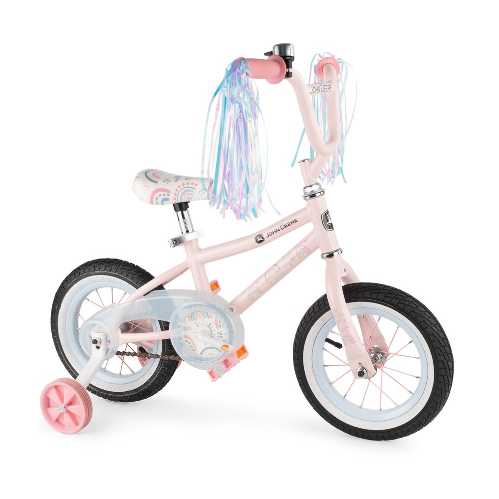 John Deere Beginner Toddler Bike  12 Inch Boys and Girls Bike  Clouds  Sturdy and Lightweight Kids Bikes for Ages 3 and Up  Toddler Bike with Adjustable Handle Bars and Seat
