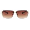 willochra 2pcs Diamond Rimless Sunglasses Women Luxury Bling Oval Rectangular Rhinestone Sunglasses Shield Goggle sunglasses Shades (2pcs-brown&silver lens) view 3