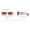 willochra 2pcs Diamond Rimless Sunglasses Women Luxury Bling Oval Rectangular Rhinestone Sunglasses Shield Goggle sunglasses Shades (2pcs-brown&silver lens) view 4