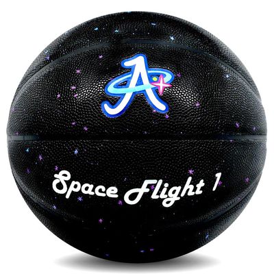 A Plus Collectibles Official Space Flight 1" Leather Game Basketball, Indoor/Outdoor Court, Full Size Kids & Adult Size 7, 29.5" (Black)
