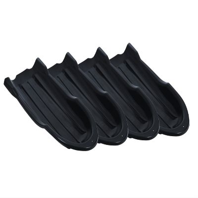 Superio 46" Toboggan Snow Sleds for Kids and Adults, 4 Pack Heavy Duty Plastic Open Back Sliders with Handles and Hole for Pull Ropes- (Ropes Excluded) (Black)
