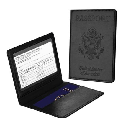 Tradencia Passport Holder with Vaccine Card Holder Slot Combo, PU Leather Passport Cover for Man Women, Waterproof (Dark Blue) 4 Pack