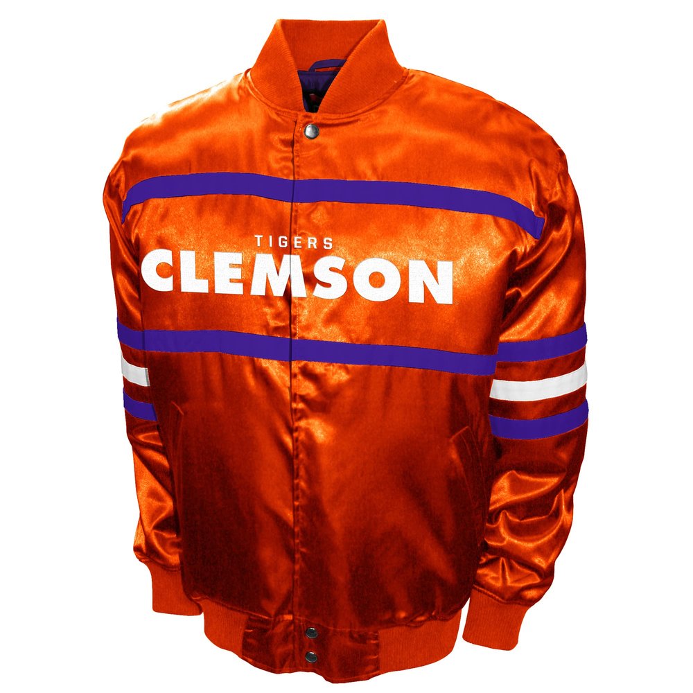 Franchise Club Mens 2nd Era Full-Snap Satin Jacket (Clemson, XX-Large)