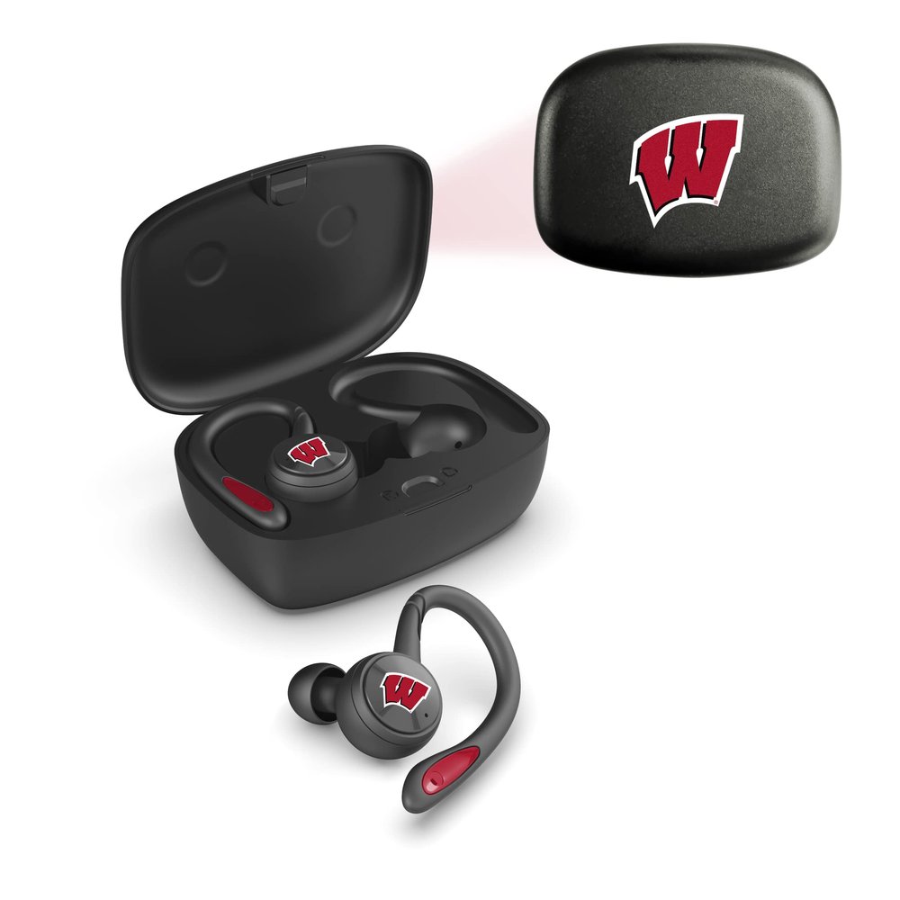 SOAR NCAA Sport True Wireless Earbuds V.5, Wisconsin Badgers