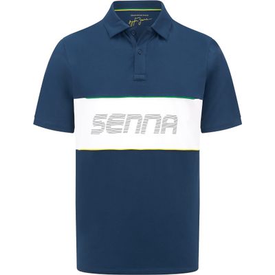 Fuel For Fans Ayrton Senna Men's Race Polo Shirt Blue