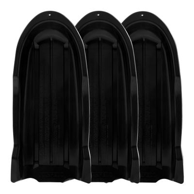 Superio Toboggan Snow Sleds for Kids and Adults, Pack of 3 46" Heavy Duty Plastic Open Back Sliders with Handles and Holes for Pull Ropes- (Ropes Excluded) Kid and Adult Winter Fun (Black)