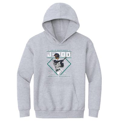 500 LEVEL Julio Rodriguez Youth Sweatshirt (Youth Hoodie, Large, Gray) - Julio Rodriguez Seattle Diamond Name WHT