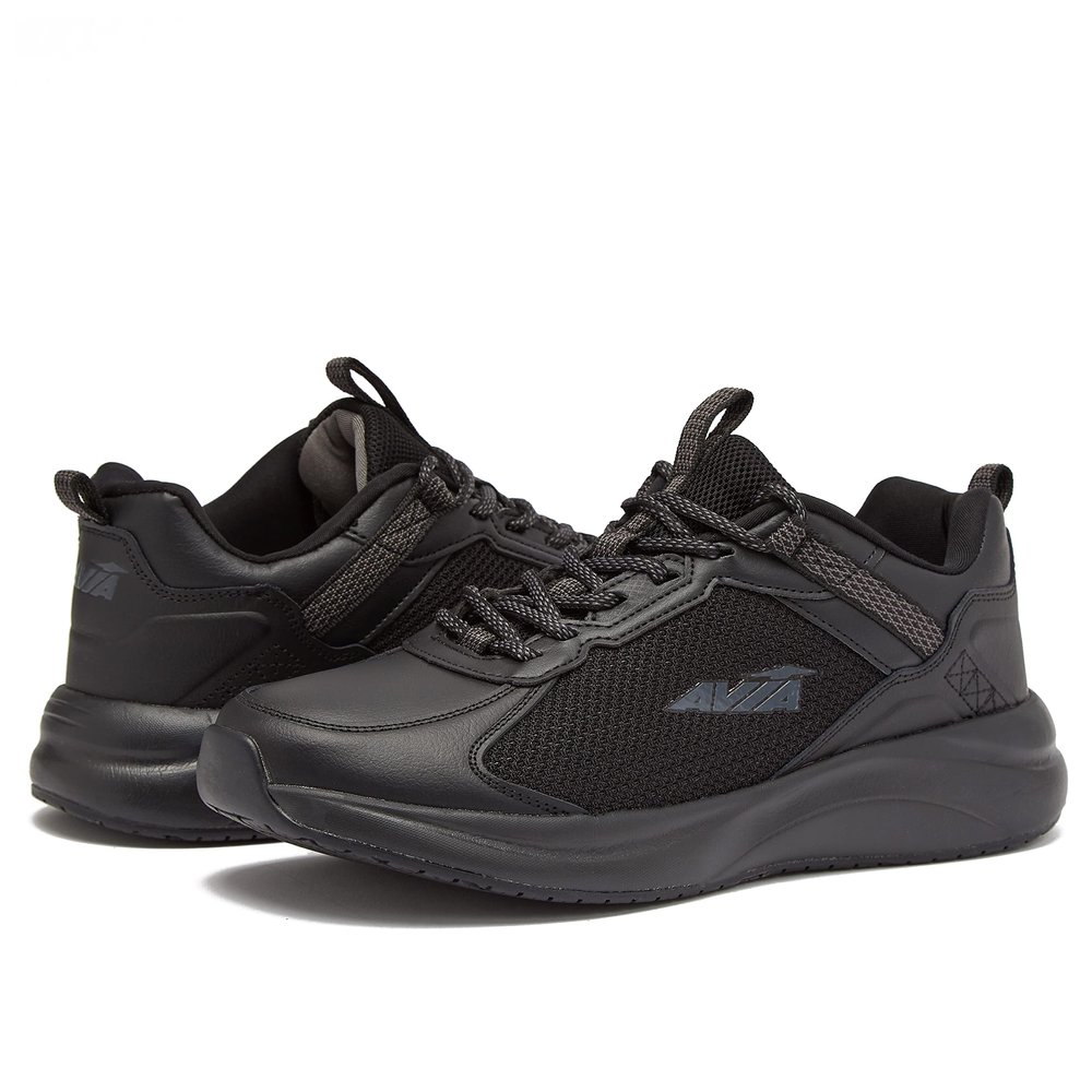 Avia Canyon SR Black Non Slip Shoes for Women, Water Resistant Women's Restaurant, Work & Food Service Sneakers - Black/Black, 9 Medium