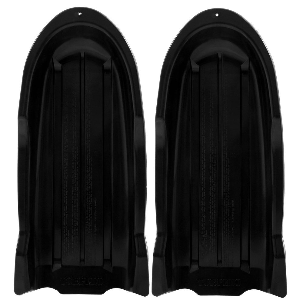 Superio Toboggan Snow Sled for Kids and Adults, 46" Heavy Duty Plastic Open Back Slider with Handles and Hole for Pull Ropes- (Ropes Excluded) Kid and Adult Winter Fun (Black)